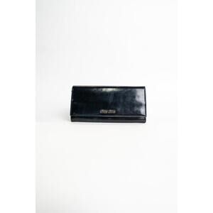 00's Miu Miu Patent Leather Gold Plaque Long Wallet